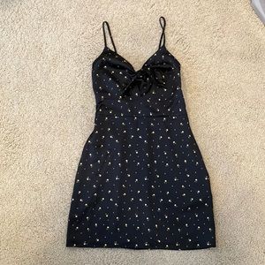 XS FLORAL PRINTED MINI DRESS ABERCROMBIE AND FITCH ANF SHINY TIE FRONT CUTOUT